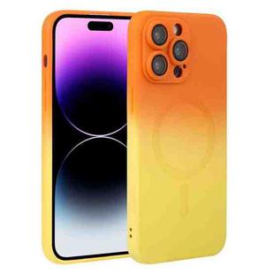 For iPhone 14 Pro Liquid TPU Silicone Gradient MagSafe Phone Case(Orange Yellow)