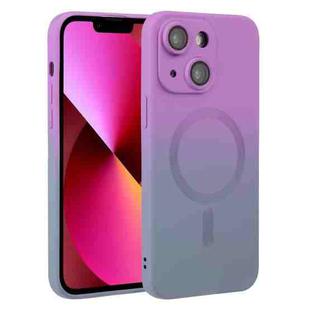 For iPhone 13 Liquid TPU Silicone Gradient MagSafe Phone Case(Purple)