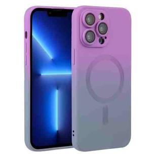 For iPhone 13 Pro Liquid TPU Silicone Gradient MagSafe Phone Case(Purple)
