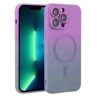 For iPhone 13 Pro Max Liquid TPU Silicone Gradient MagSafe Phone Case(Purple)