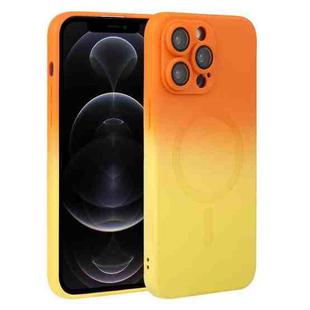 For iPhone 12 Pro Liquid TPU Silicone Gradient MagSafe Phone Case(Orange Yellow)