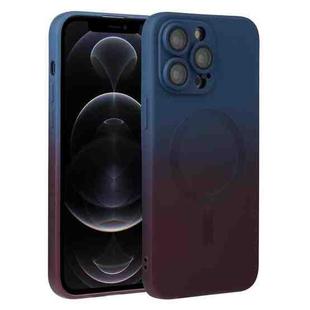 For iPhone 12 Pro Liquid TPU Silicone Gradient MagSafe Phone Case(Blue Purple)