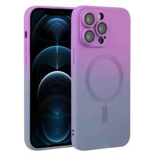 For iPhone 12 Pro Max Liquid TPU Silicone Gradient MagSafe Phone Case(Purple)