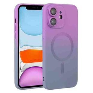 For iPhone 11 Liquid TPU Silicone Gradient MagSafe Phone Case(Purple)