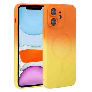 For iPhone 11 Liquid TPU Silicone Gradient MagSafe Phone Case(Orange Yellow)