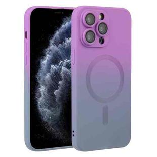 For iPhone 11 Pro Max Liquid TPU Silicone Gradient MagSafe Phone Case(Purple)