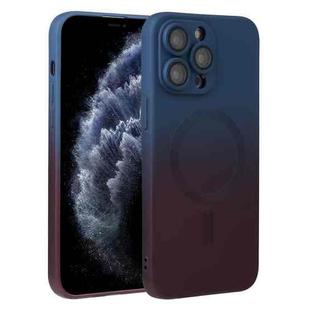 For iPhone 11 Pro Max Liquid TPU Silicone Gradient MagSafe Phone Case(Blue Purple)