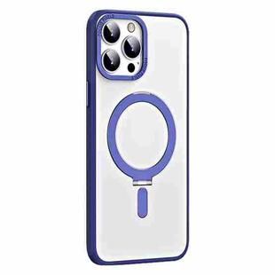 For iPhone 13 Pro Skin Feel MagSafe Shockproof Phone Case with Holder(Dark Blue)