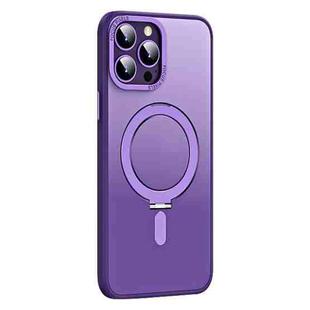 For iPhone 13 Pro Skin Feel MagSafe Shockproof Phone Case with Holder(Purple)