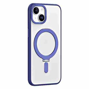 For iPhone 13 Skin Feel MagSafe Shockproof Phone Case with Holder(Dark Blue)