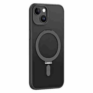 For iPhone 13 Skin Feel MagSafe Shockproof Phone Case with Holder(Black)