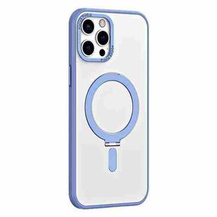 For iPhone 12 Pro Skin Feel MagSafe Shockproof Phone Case with Holder(Light Blue)