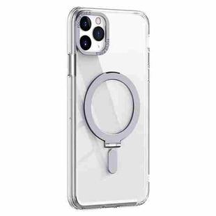 For iPhone 11 Pro Max Skin Feel MagSafe Shockproof Phone Case with Holder(White)