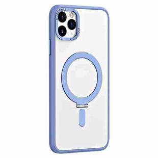 For iPhone 11 Pro Max Skin Feel MagSafe Shockproof Phone Case with Holder(Light Blue)