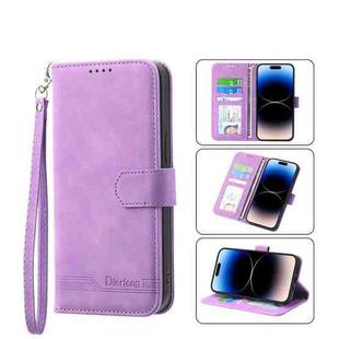 For iPhone 14 Pro Max Dierfeng Dream Line TPU + PU  Leather Phone Case(Purple)