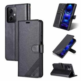 For Xiaomi Redmi Note 12 AZNS Sheepskin Texture Flip Leather Phone Case(Black)