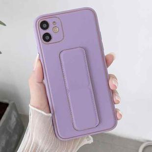 For iPhone 14 Plus Electroplated Wrist Holder Phone Case(Purple)