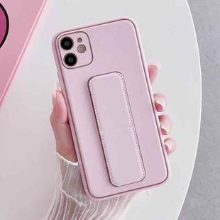 For iPhone 14 Plus Electroplated Wrist Holder Phone Case(Pink)