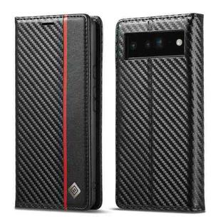 For Google Pixel 6a LC.IMEEKE Carbon Fiber Leather Phone Case(Vertical Black)