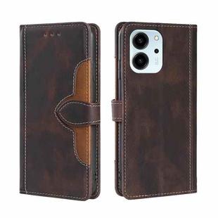 For Honor 80 SE Skin Feel Magnetic Buckle Leather Phone Case(Brown)