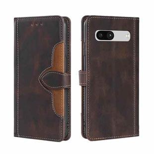 For Google Pixel 7a Skin Feel Magnetic Buckle Leather Phone Case(Brown)