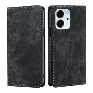 For Honor 80 SE RFID Anti-theft Brush Magnetic Leather Phone Case(Black)