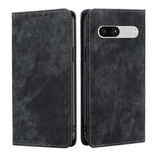 For Google Pixel 7a RFID Anti-theft Brush Magnetic Leather Phone Case(Black)