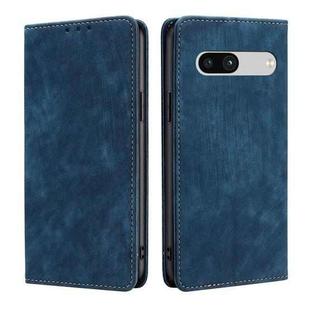For Google Pixel 7a RFID Anti-theft Brush Magnetic Leather Phone Case(Blue)