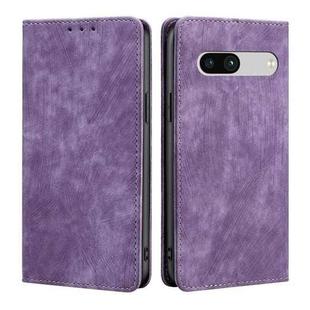 For Google Pixel 7a RFID Anti-theft Brush Magnetic Leather Phone Case(Purple)