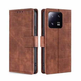 For Xiaomi 13 Pro Skin Feel Crocodile Magnetic Clasp Leather Phone Case(Brown)