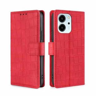 For Honor 80 SE Skin Feel Crocodile Magnetic Clasp Leather Phone Case(Red)