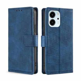 For Honor 80 SE Skin Feel Crocodile Magnetic Clasp Leather Phone Case(Blue)