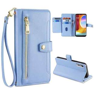 For LG Velvet Sheep Texture Cross-body Zipper Wallet Leather Phone Case(Blue)