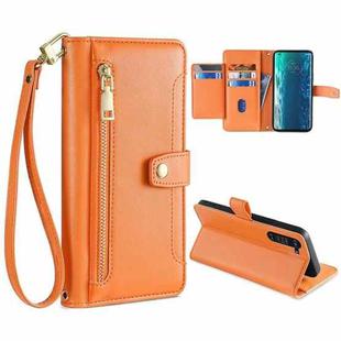 For Motorola Edge Sheep Texture Cross-body Zipper Wallet Leather Phone Case(Orange)