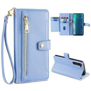 For Motorola Edge Sheep Texture Cross-body Zipper Wallet Leather Phone Case(Blue)