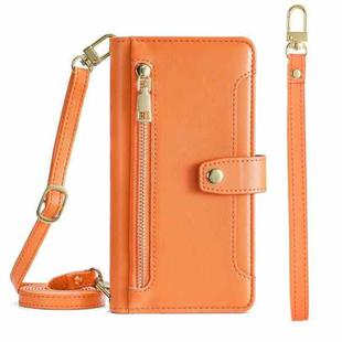 For Motorola Edge X30 Sheep Texture Cross-body Zipper Wallet Leather Phone Case(Orange)