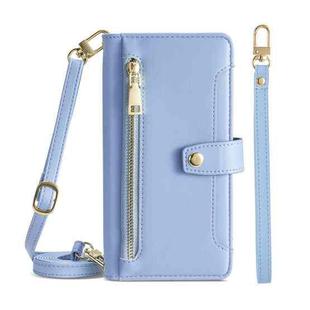 For Motorola Edge X30 Sheep Texture Cross-body Zipper Wallet Leather Phone Case(Blue)