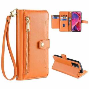 For OPPO A54 5G Sheep Texture Cross-body Zipper Wallet Leather Phone Case(Orange)