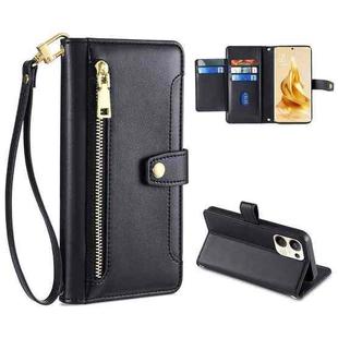 For OPPO Reno9 Pro+ 5G Sheep Texture Cross-body Zipper Wallet Leather Phone Case(Black)