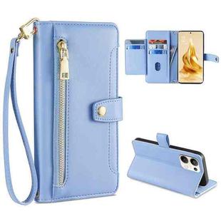 For OPPO Reno9 Pro+ 5G Sheep Texture Cross-body Zipper Wallet Leather Phone Case(Blue)