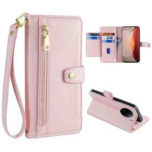 For vivo X90 Pro / X90 Pro+ Sheep Texture Cross-body Zipper Wallet Leather Phone Case(Pink)