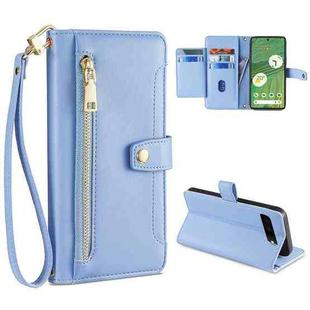 For Google Pixel 7 5G Sheep Texture Cross-body Zipper Wallet Leather Phone Case(Blue)