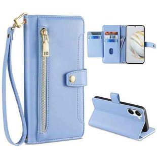 For Huawei Nova 10 SE Sheep Texture Cross-body Zipper Wallet Leather Phone Case(Blue)