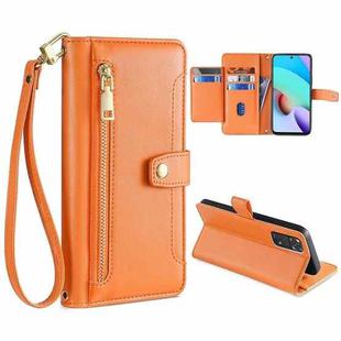 For Xiaomi Redmi Note 11 4G Global / Note 11S Sheep Texture Cross-body Zipper Wallet Leather Phone Case(Orange)