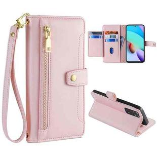 For Xiaomi Redmi Note 11 4G Global / Note 11S Sheep Texture Cross-body Zipper Wallet Leather Phone Case(Pink)