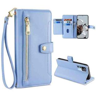 For Xiaomi Redmi K50 Ultra Sheep Texture Cross-body Zipper Wallet Leather Phone Case(Blue)