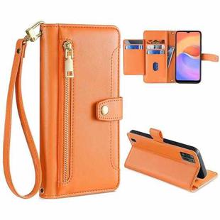 For ZTE Blade A52 Lite Sheep Texture Cross-body Zipper Wallet Leather Phone Case(Orange)