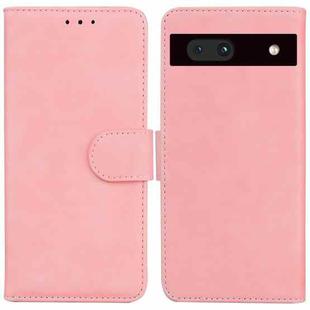 For Google Pixel 7a Skin Feel Pure Color Flip Leather Phone Case(Pink)