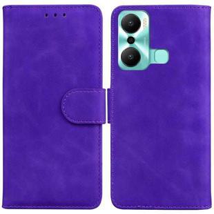For Infinix Hot 20 Play Skin Feel Pure Color Flip Leather Phone Case(Purple)