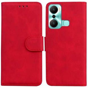 For Infinix Hot 20 Play Skin Feel Pure Color Flip Leather Phone Case(Red)